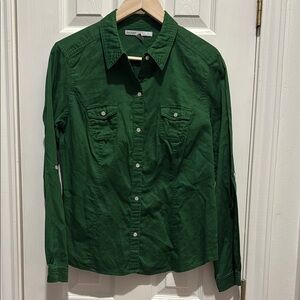 Old Navy Women’s Button Up Shirt Forest Green Casual Size L